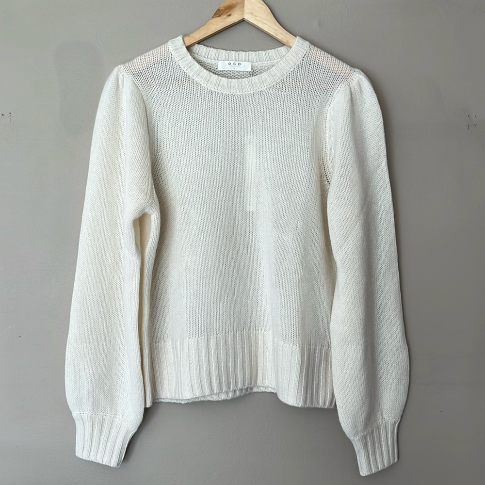 OGD Lori ivory cashmere pullover Crewneck sweater size large new